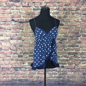 Hollister Dark Blue White Polka Dot Tank Top
